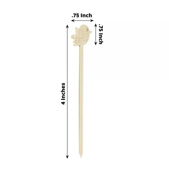 100 Natural Bamboo Skewers Bird Top Sustainable COCKTAIL PICKS Party Decorations {5}