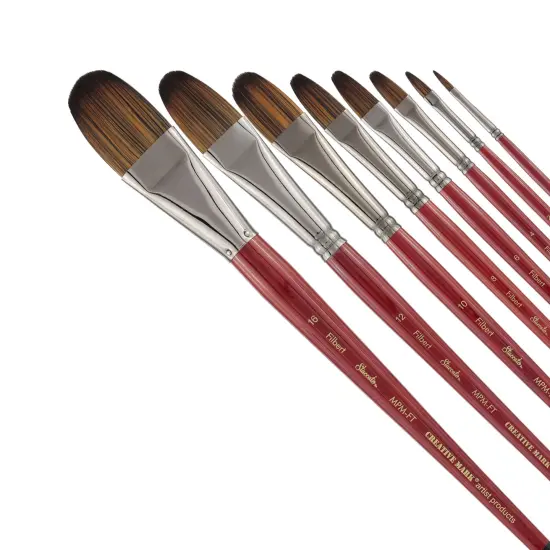 Creative Mark Staccato Synthetic Art Paint Brush - Assorted Filbert Brush Set of 8 - Long Handle, Hand-Crafted Artist Paint Brush Set - Multimedia Fine Art Paint Brushes {1}