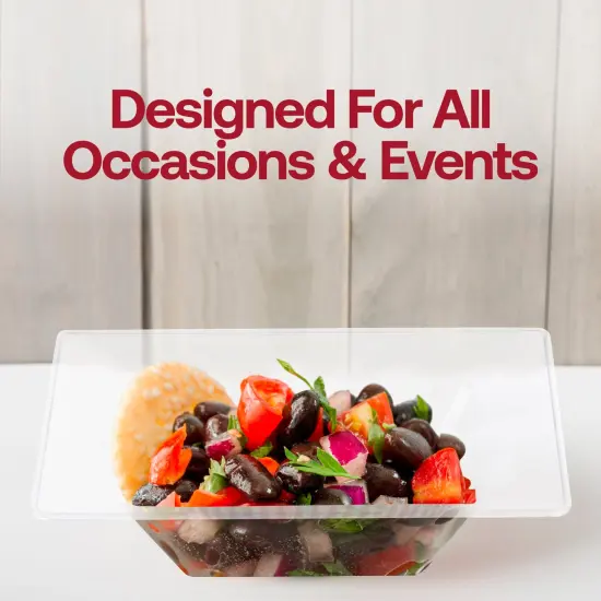 Clear Square Plastic Dessert Bowls - 5 oz. (120 Bowls) {6}