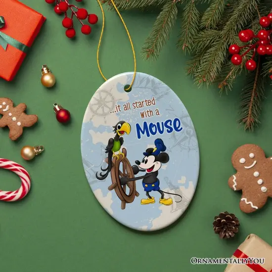 It All Started With a Mouse Quote Ornament, Inspiring Steamboat Willie Christmas Gift {1}