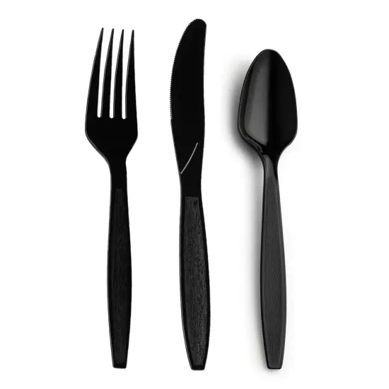 Black Disposable Plastic Cutlery Set (1000 Guests) {1}