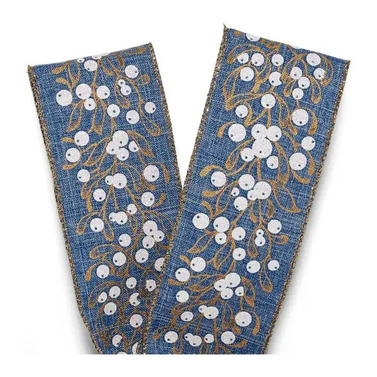 Sparkling Berries on Blue Wired Ribbon 2 1/2" x 10 yd {3}