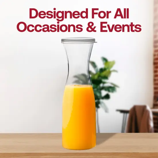 Clear Large Disposable Plastic Wine Carafes with Lids - 35 oz. (12 Carafes) {6}