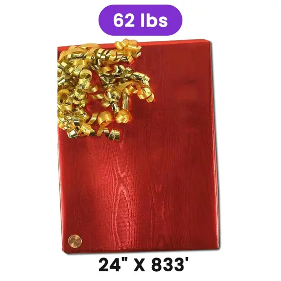 Red Watercolor Embossed Metallic Wrapping Paper 24" x 833" Jumbo Roll {1}