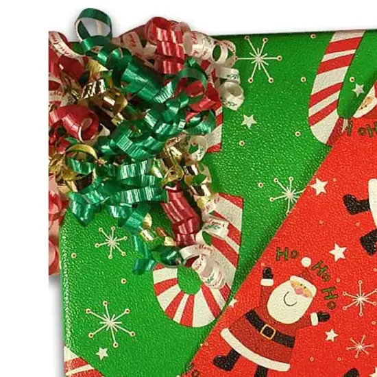 24''x417' Gold Dot & Stripe Two Sides Double the Joy The Best Reversible Christmas Wrapping Papers {3}