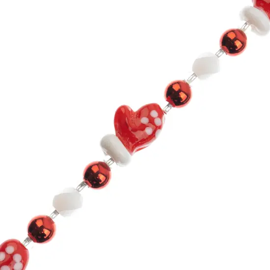 Crystal Lane DIY 7" Lampwork Designer Holiday Glass Bead Mix Strand Red Mittens {1}