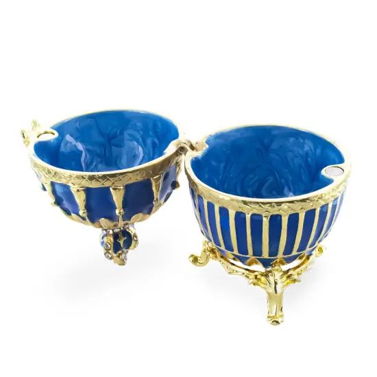 1885 Blue Enamel Ribbed Royal Imperial Easter Egg {5}