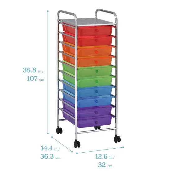 10-Drawer Mobile Organizer, Storage Cart Assorted {2}