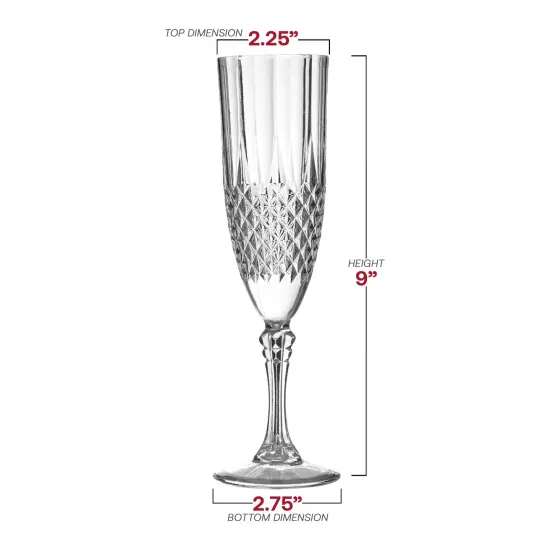 Crystal Cut Plastic Champagne Flutes - 8 oz. (48 Glasses) {3}