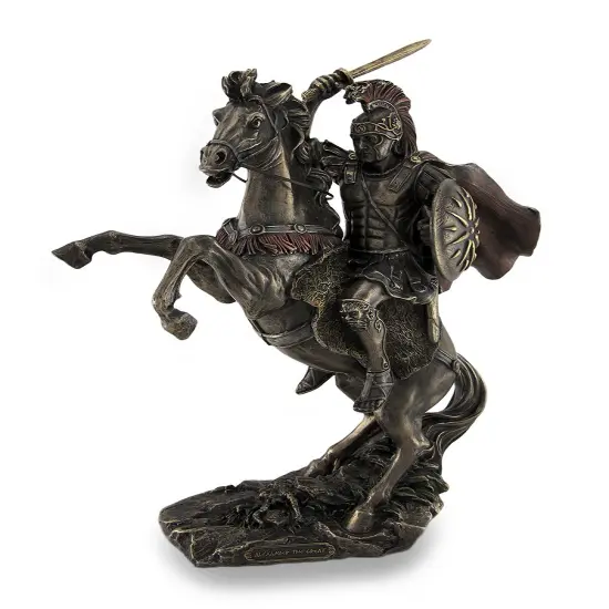 Alexander the Great Riding Bucephalus Bronzed Sculptural Statue {1}