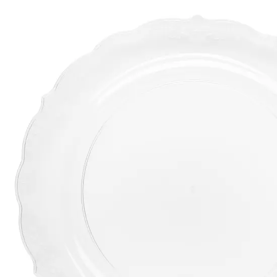 Clear Vintage Round Disposable Plastic Dinner Plates - 10" (120 Plates) {1}