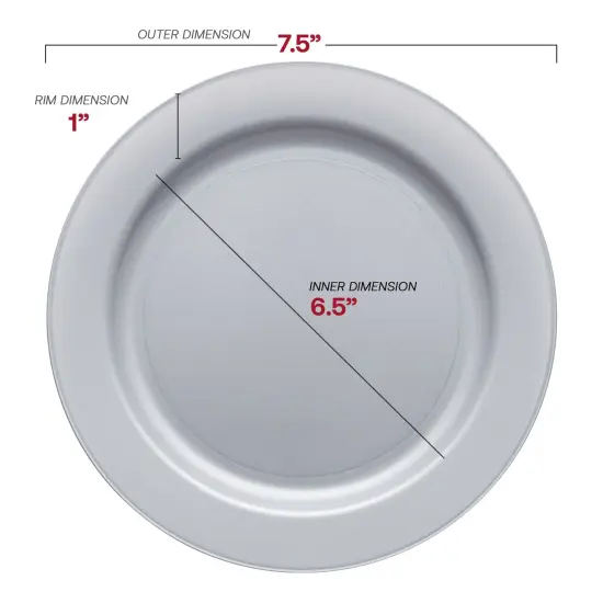 Matte Steel Gray Round Disposable Plastic Appetizer/Salad Plates - 7.5" (120 Plates) {3}