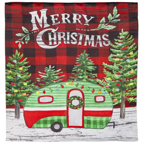 Christmas Camper Garden Flag 2 Sided Merry Christmas {1}