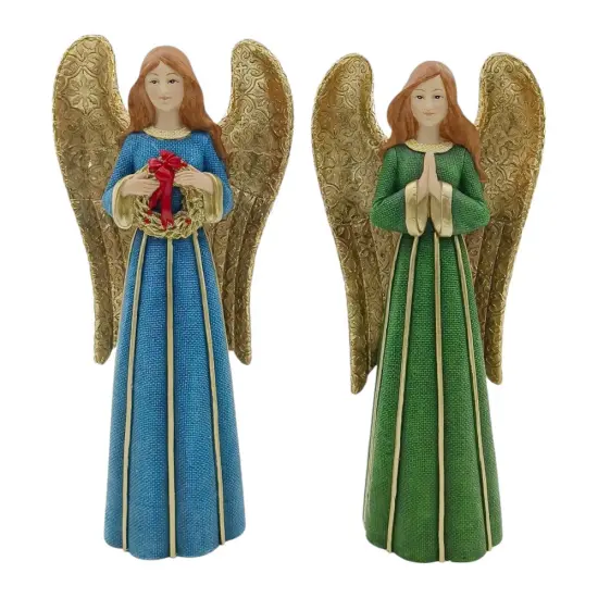 12.75"-13.25" Resin Angel Decorations &ndash; Assorted Holiday Figurines Set of 2 {1}