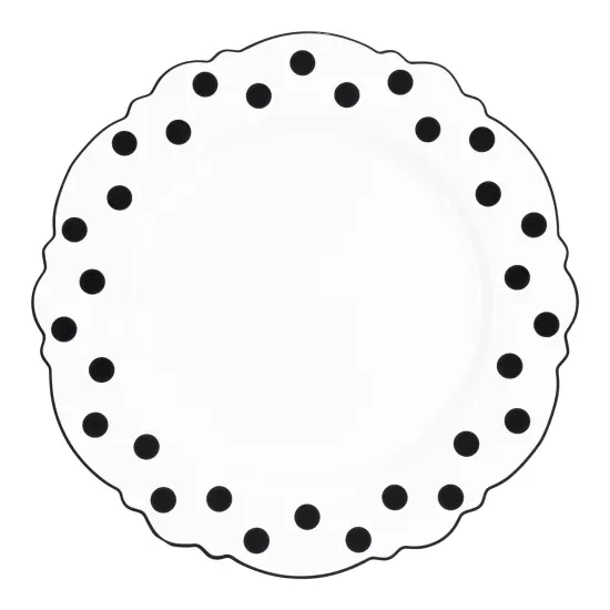 White with Black Dots Round Blossom Disposable Plastic Dinner Plates - 10.25" (120 Plates) {2}