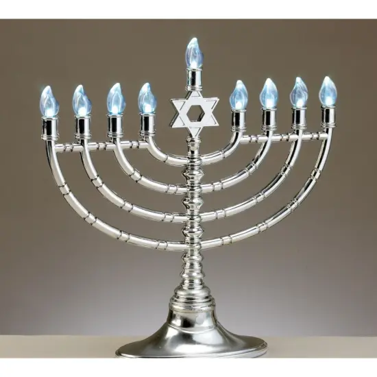 Rite Lite 11.5" Silver and Blue Traditional LED Electric Hanukkah Menorah {3}