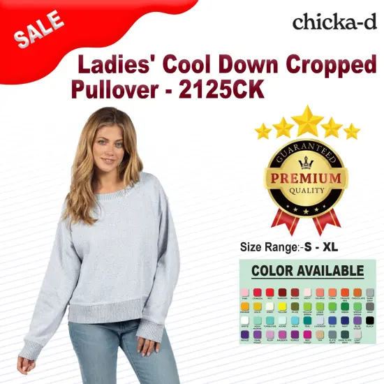 chicka-d &reg; Ladies Cool Down Cropped Pullover IVORY {2}