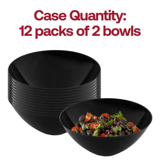 Solid Black Organic Round Disposable Plastic Bowls - 100 oz. (24 Bowls) {5}