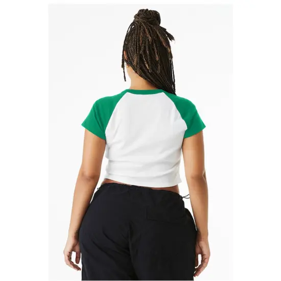 Bella + Canvas&reg; Ladies Micro Ribbed Raglan Baby T Shirt ATH HTHR/ BLACK {7}