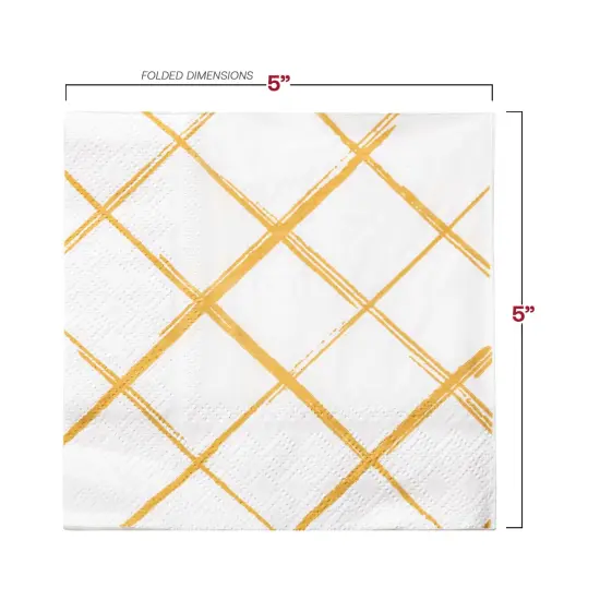Durable White with Gold Diamond Paper Beverage/Cocktail Napkins (600 Napkins) {3}