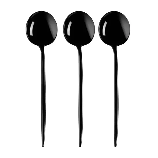 Solid Black Moderno Disposable Plastic Dinner Spoons (480 Spoons) {2}