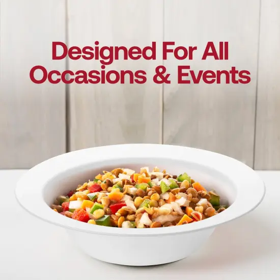 Solid White Edge Rim Round Disposable Plastic Dessert Bowls - 5 oz. (120 Bowls) {6}