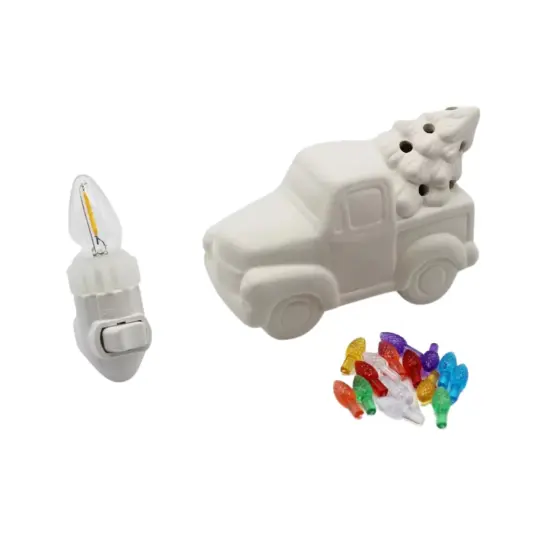 Kitcheniva Ceramic Bisque Truck With Tree Unpainted DIY Night Light {3}