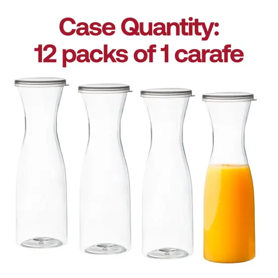 Clear Large Disposable Plastic Wine Carafes with Lids - 35 oz. (12 Carafes) {5}