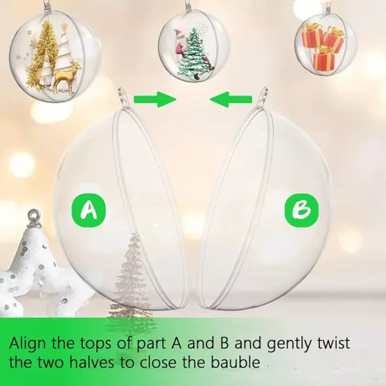 Kitcheniva Christmas Tree Clear Ball Plastic Fillable Sphere Ornament 5 Pcs {4}