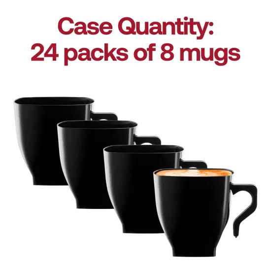 Black Square Plastic Coffee Mugs - 8 oz. (192 Mugs) {5}
