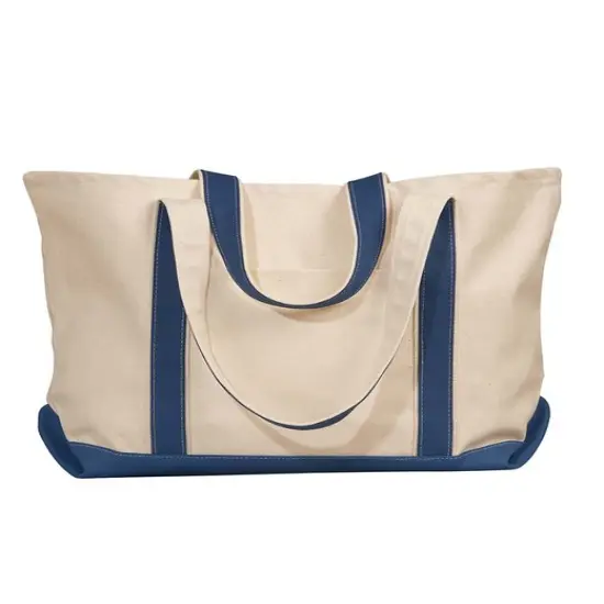 Liberty Bags&reg; Carmel Classic XL Cotton Canvas Resort Tote NATURAL/ NAVY {1}