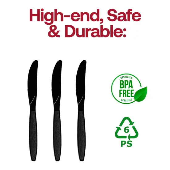 Black Plastic Disposable Knives (1000 Knives) {4}