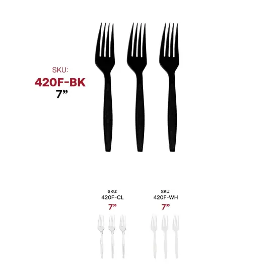 Black Plastic Disposable Forks (1000 Forks) {6}