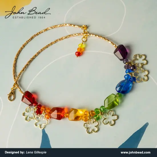 Crystal Lane DIY 7" Designer Glass Focal Bead Mix Strand Nuggets Rainbow Mix {2}