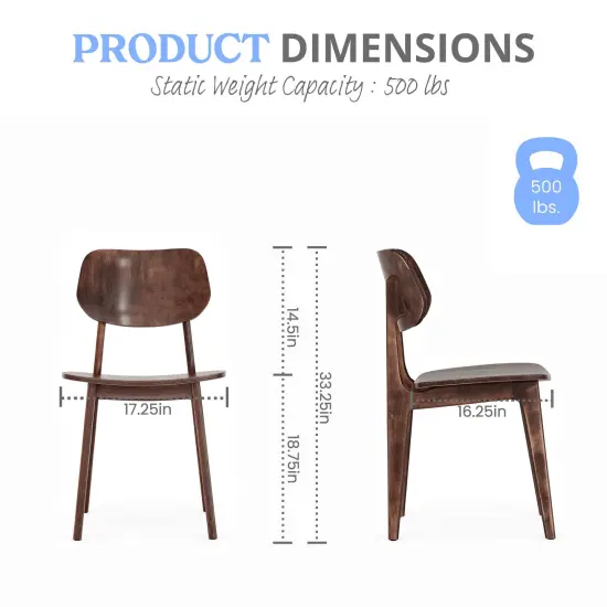 Emma and Oliver Gentry Set of 2 Solid Wood Dining Chairs with Curved Oval Backrests Antique Copper {6}