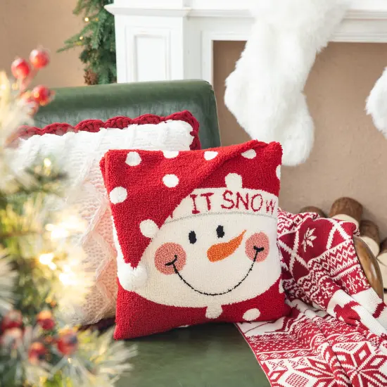 Set of 2 13.98"L Hooked 3D Snowman/Santa Pillows 2pk Snowman {1}