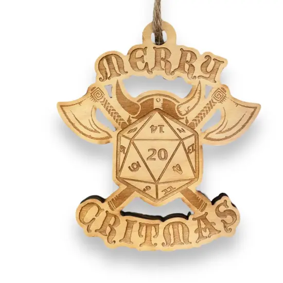 Ornament - Merry Critmas - Raw Wood 4x4in {1}