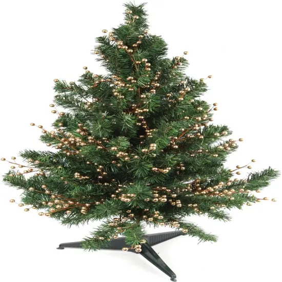 Pack of 12 Artificial Berry Twigs with Gold Berries - 17 Inches Tall - Realistic and Lifelike Christmas Berry Spray Stems - Ideal for DIY Floral Arrangements and Holiday Decorations {4}