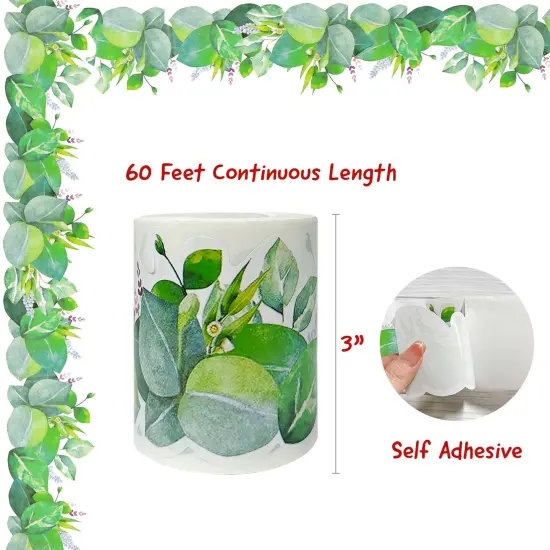 Wrapables 60 Feet Bulletin Board Borders, Adhesive Decorative Trim Stickers, Greenery {2}