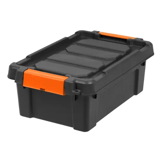 IRIS USA 3 Gal. Plastic Storage Bins with Lids, Latching Totes, Heavy Duty Containers Black {1}