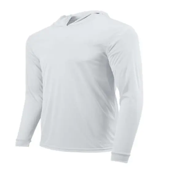 Paragon&reg; Youth Bahama Performance Hooded Long Sleeve T Shirt White {4}