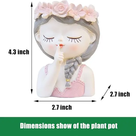 Small Fairy Succulent Plant Pot Face Planters Pots Head Flowerpot Cute Little Girl with Drainage Hole Succulent Cactus Flower Head Planters {3}