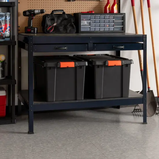 IRIS USA 19 Gal. Plastic Storage Bins with Lids, Latching Totes, Heavy Duty Containers Black {2}