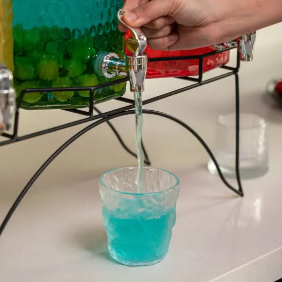 Basicwise 3-Piece Glass Drink Dispenser Set with Metal Stand and Stainless Steel Spigot - Beverage Dispensers for Lemonade, Juice, Water, Iced Tea, and Punch - Ideal for Tea Party and Other Occasions {4}