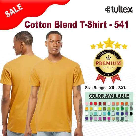 Tultex&reg; Cotton Blend Crewneck Short Sleeve T-Shirt Navy heather {2}