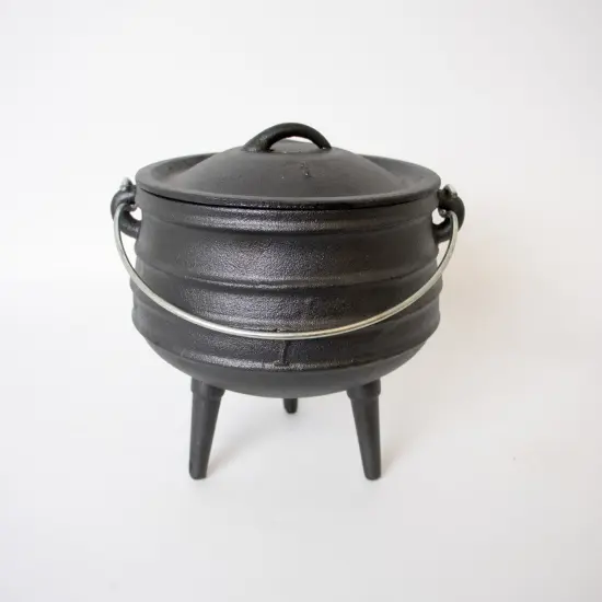 Lehman's Campfire Cooking Kettle Pot - Cast Iron Potjie Dutch Oven with 3 Legs and Lid {1}