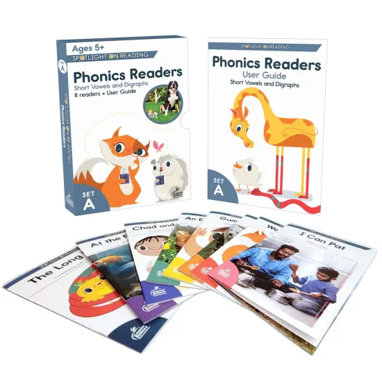 Carson Dellosa Spotlight on Reading Set A Early Readers Phonics Books, 8 Short Vowels and Digraphs Learn to Read Books for Kids 5-7 With User Guide, Kindergarten & 1st Grade Level 1 Reading Books {1}