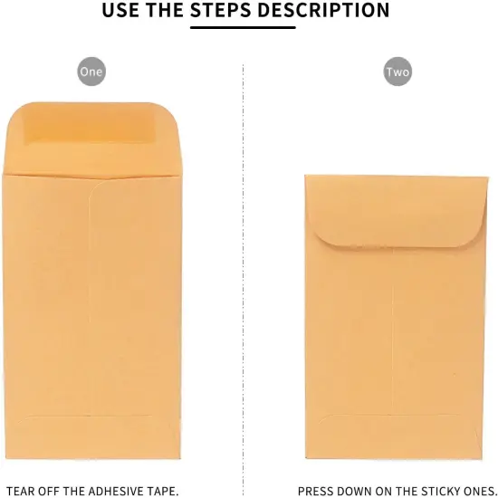 200PCS #7 Coin Envelopes 3.5x6.5 inches Brown Kraft Envelopes Classic Small Parts Gummed Flap for Coins, Cash, Credit Cards, Seeds {3}