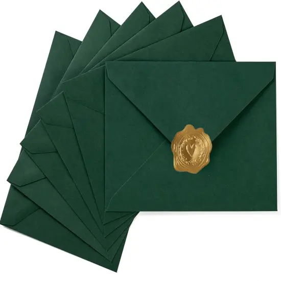 50 Pack A7 Colorful 5x7 Envelopes V Flap Invitation Envelopes for 5x7 Cards, Birthday, Weddings, Graduations, Greeting Cards, Baby Shower 5.24 x 7.24 Inches (Dark Green) {1}