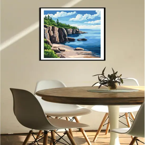 Lake Superior Paint by Numbers for Adults Kits, Rocky Cliffs Paint by Number, North America Landscape Acrylic DIY Oil Painting on Canvas, Home Wall Decor - Natural Scenery {2}